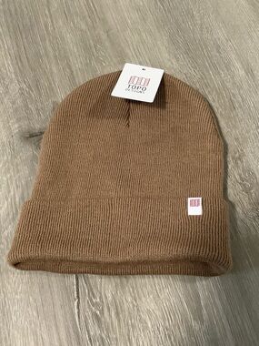 Topo designs wool blend oatmeal colored knit beanie hat
